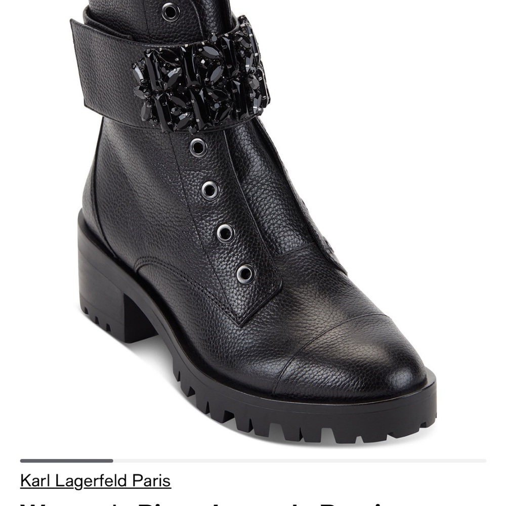 New Women’s Black Karl Lagerfeld Paris leather boot